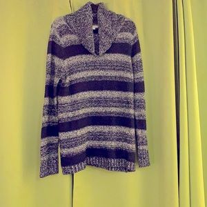 Navy striped cowl neck sweater